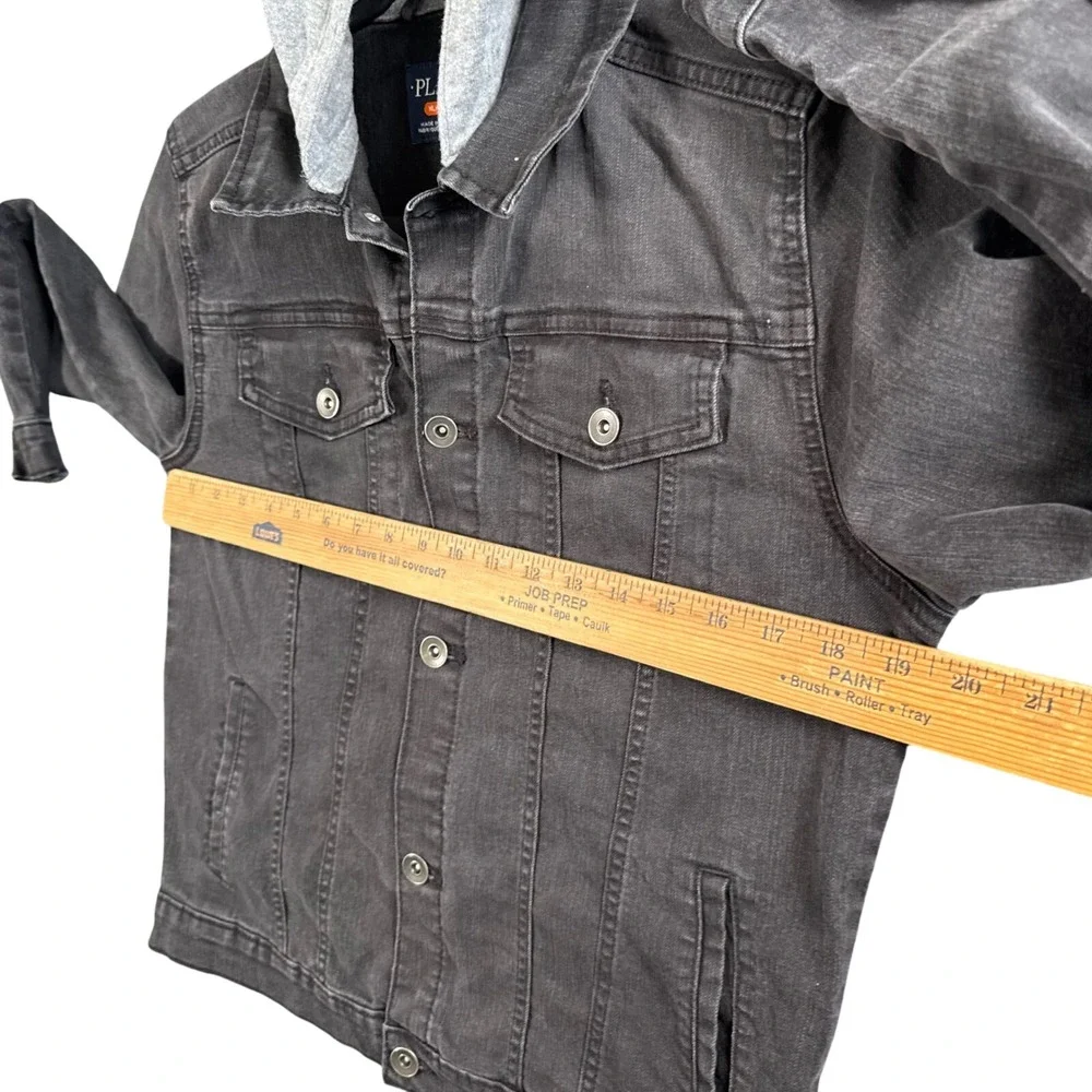 The Childrens‎ Place Denim Hooded Jacket Boys XL 14 Black Grey Trucker